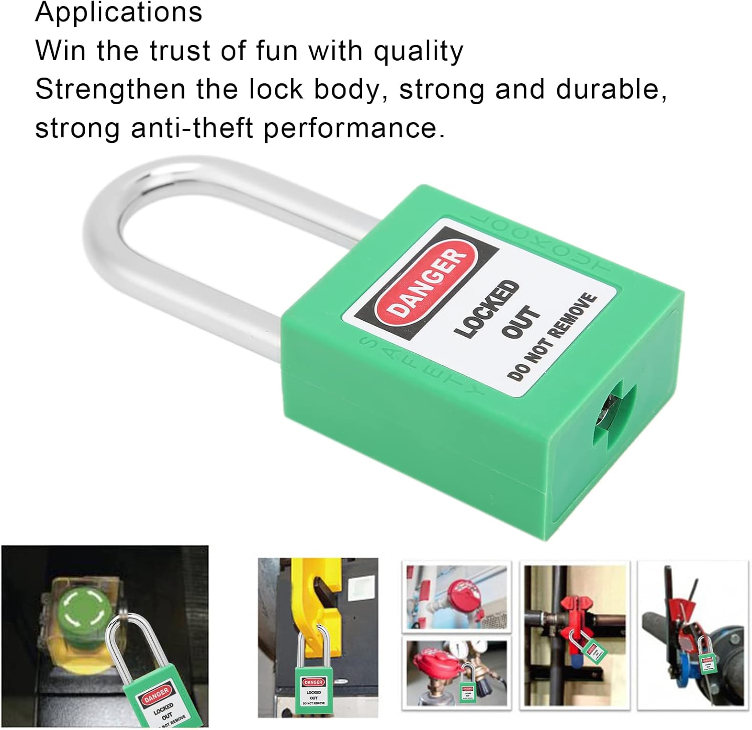 Green 38mm Safety Padlock for Lockout Tagout in Chemical, Electric Power, and Nuclear Energy Industries - Tomotato Insulating Industrial Locks