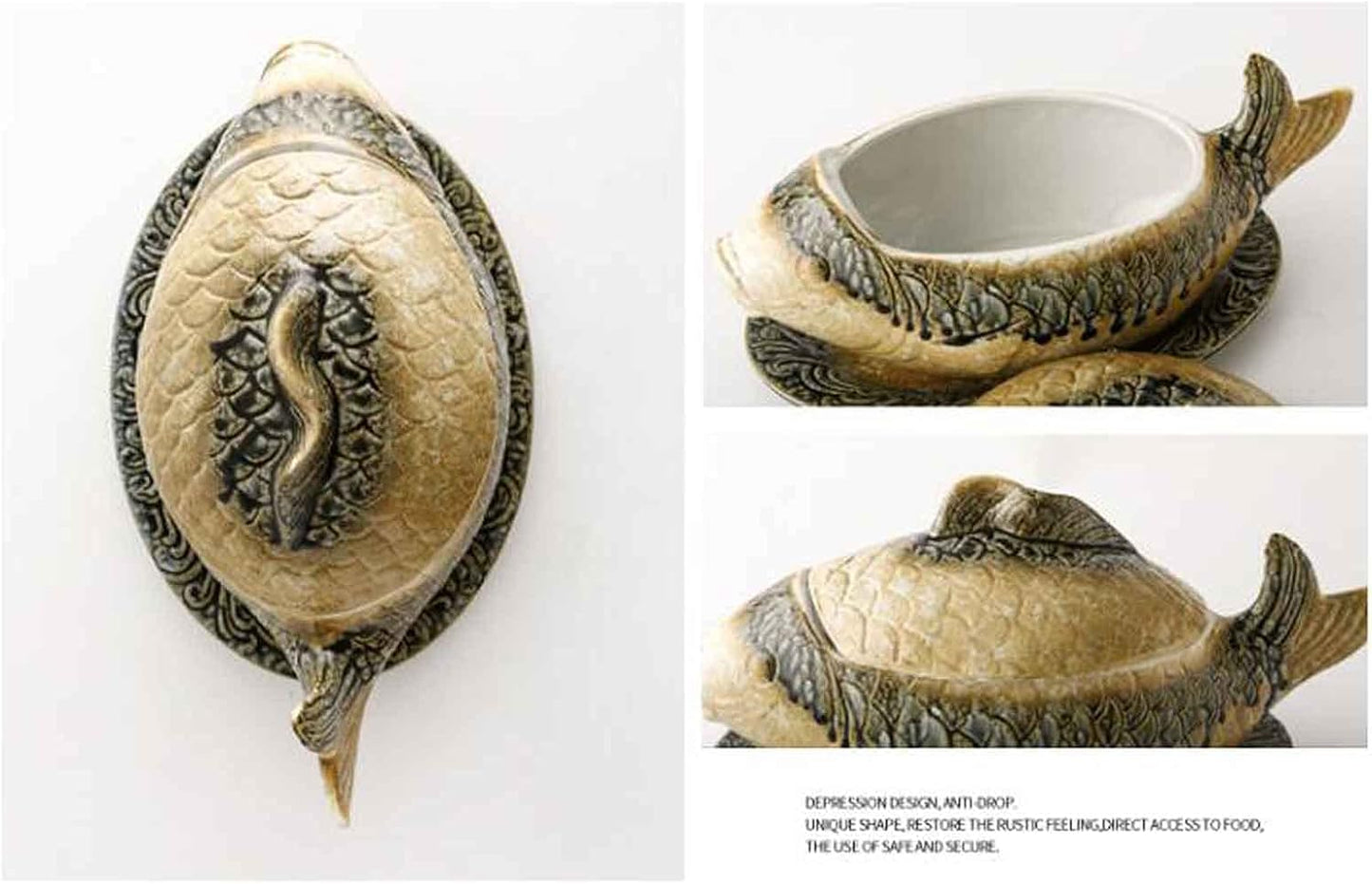 Halloween Fish-Shaped Ceramic Casserole Dish Set with Lid - Perfect for Special Dinners - 16x8 INCH, 3300ML/111oz