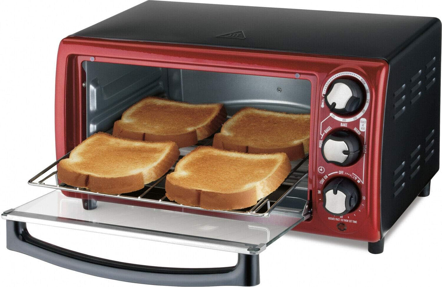 Hamilton Beach Red 4-Slice Toaster Oven - Compact Countertop Appliance