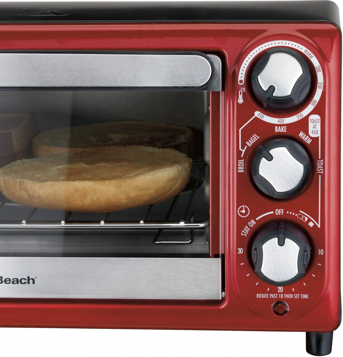 Hamilton Beach Red 4-Slice Toaster Oven - Compact Countertop Appliance
