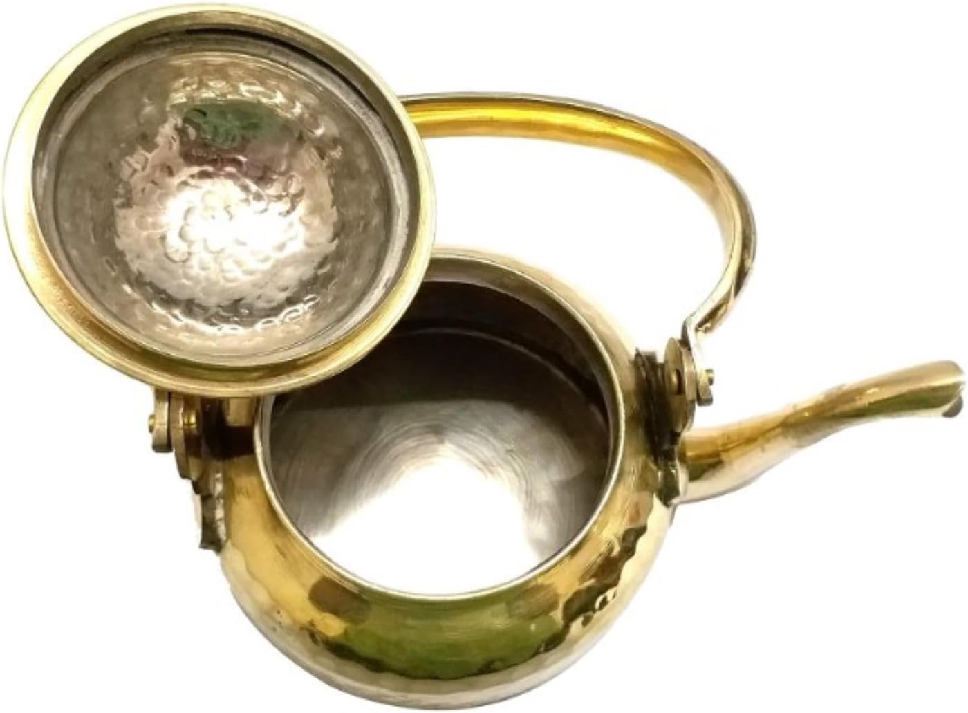 Hammered Brass Tea Kettle - Traditional Indian Style (1000 ml) for Home, Hotel, Restaurant, Office - Lalit Kishori