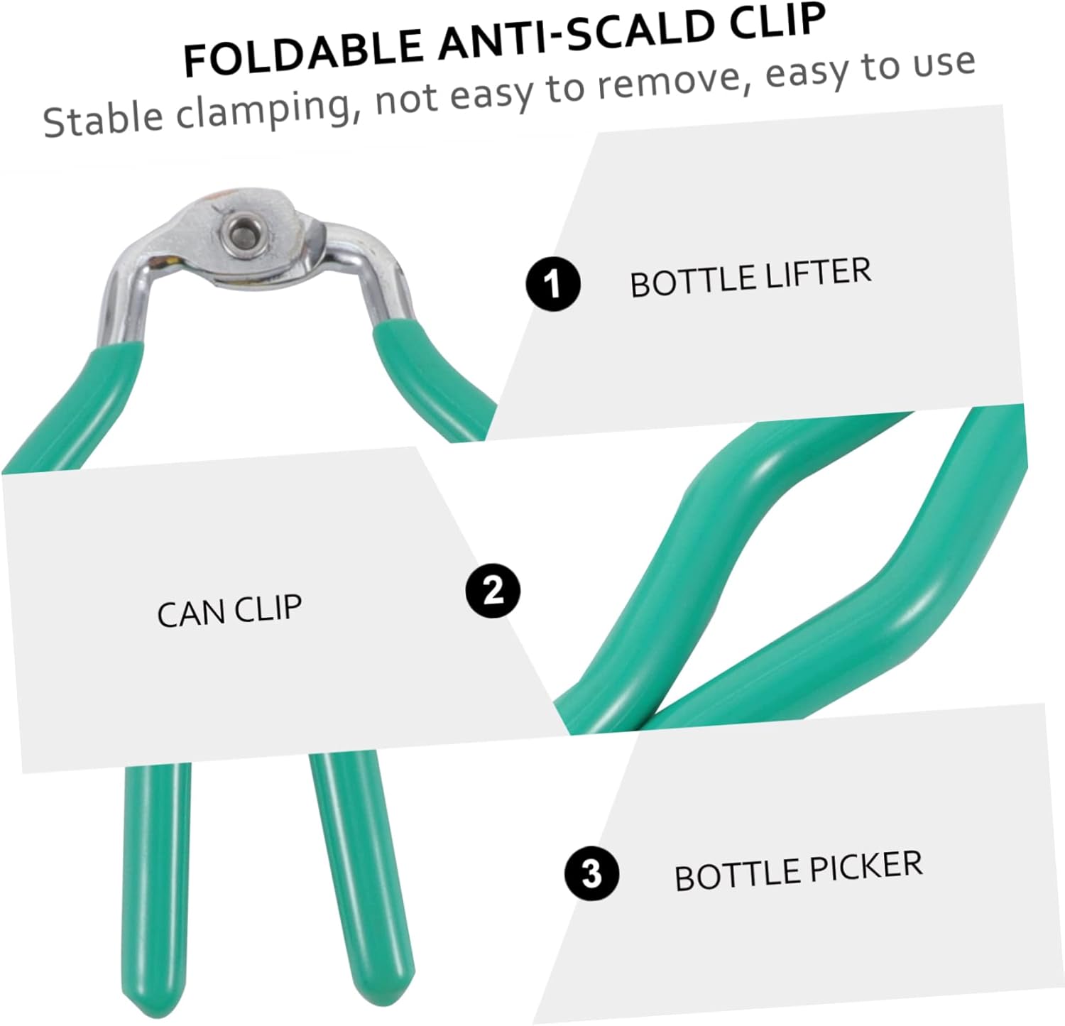 Heat Resistant Bottle Picker Clip Tool with Comfortable Handle - Deep Green Anti-Scald Kitchen Accessory