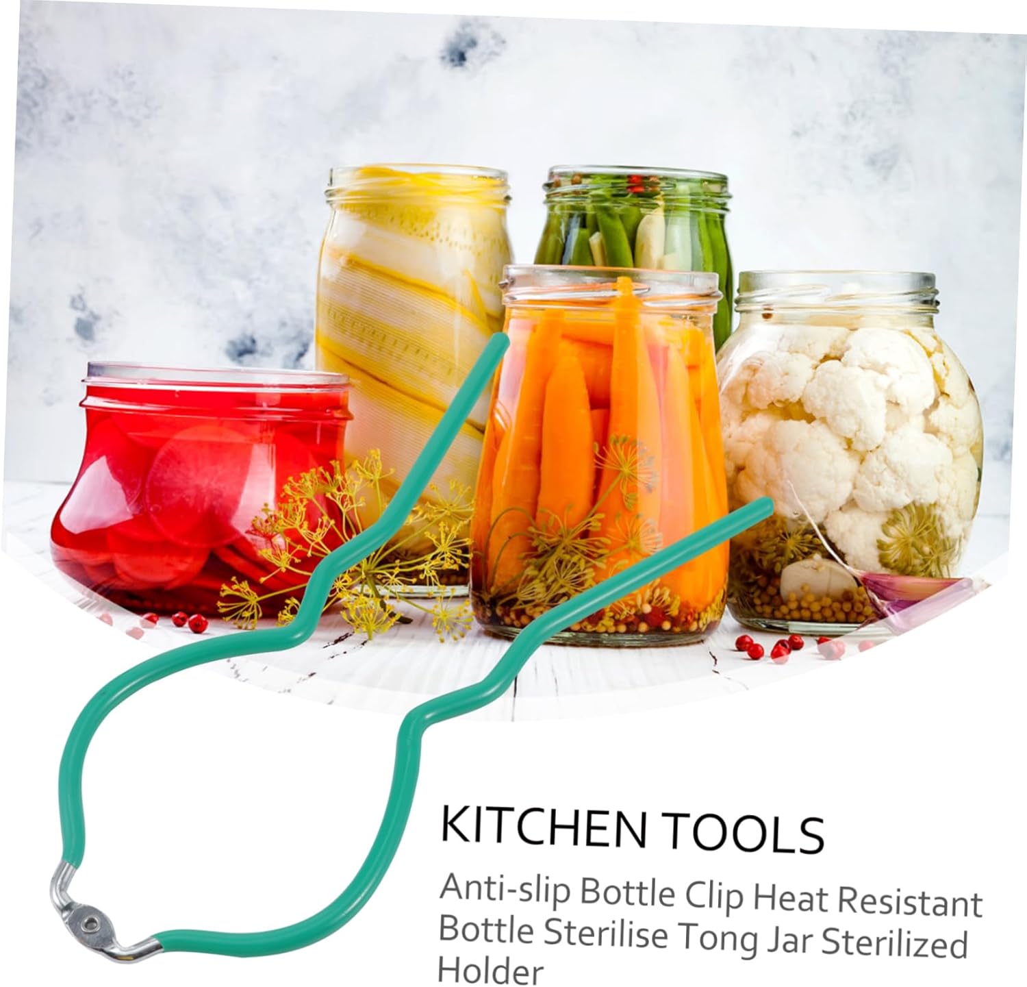 Heat Resistant Bottle Picker Clip Tool with Comfortable Handle - Deep Green Anti-Scald Kitchen Accessory