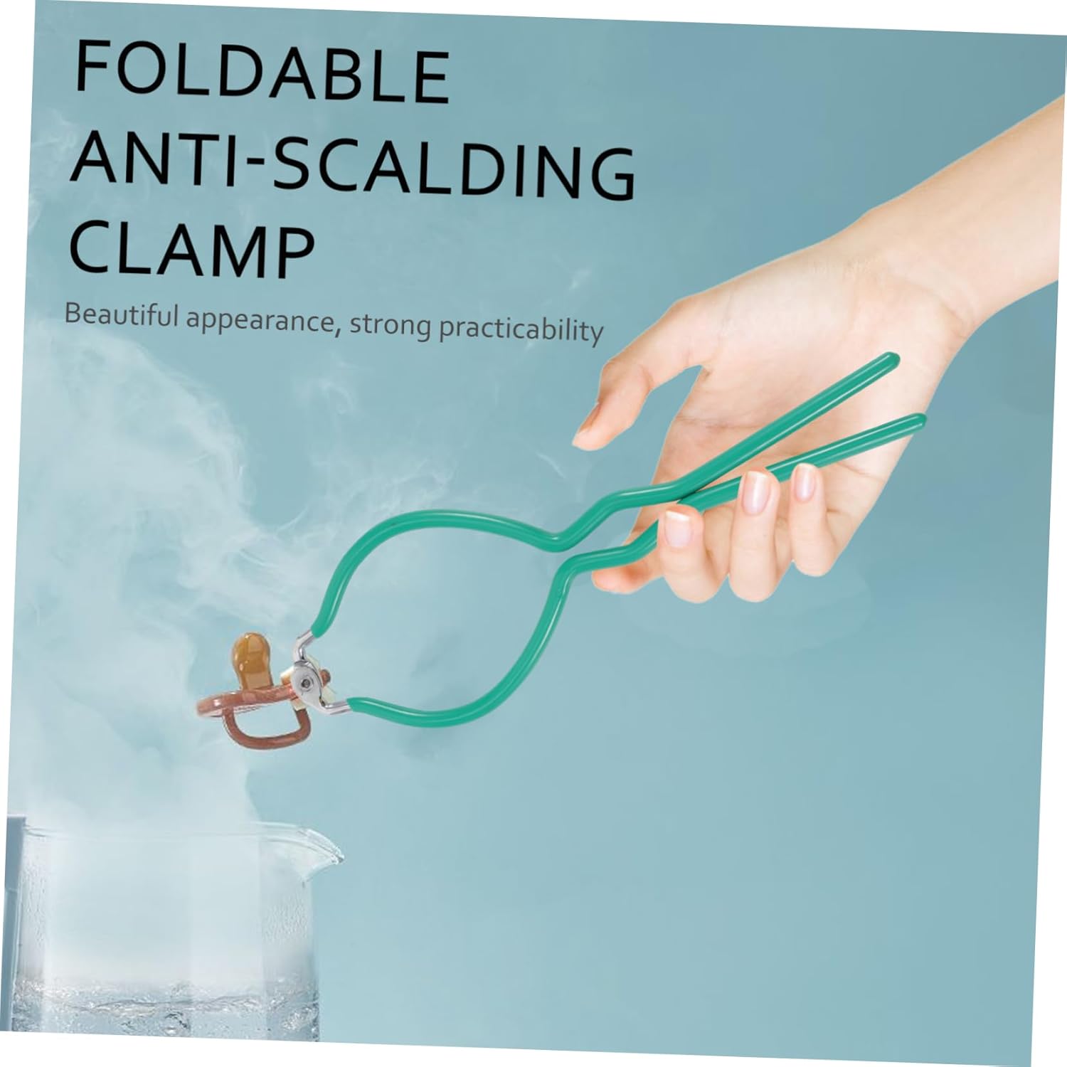 Heat Resistant Bottle Picker Clip Tool with Comfortable Handle - Deep Green Anti-Scald Kitchen Accessory