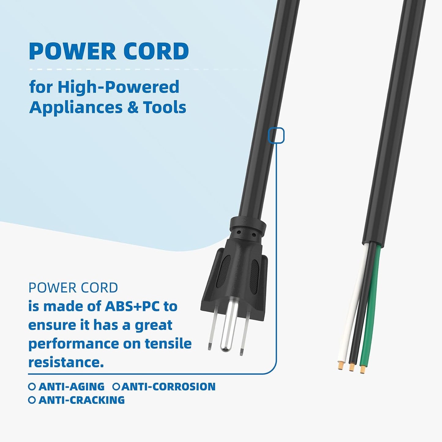 Heavy Duty 15ft 12 Gauge Male-to-Male Power Cord for Power Tools, Grinders, and Dishwashers - 110V 115V 120V Electrical Replacement Cord