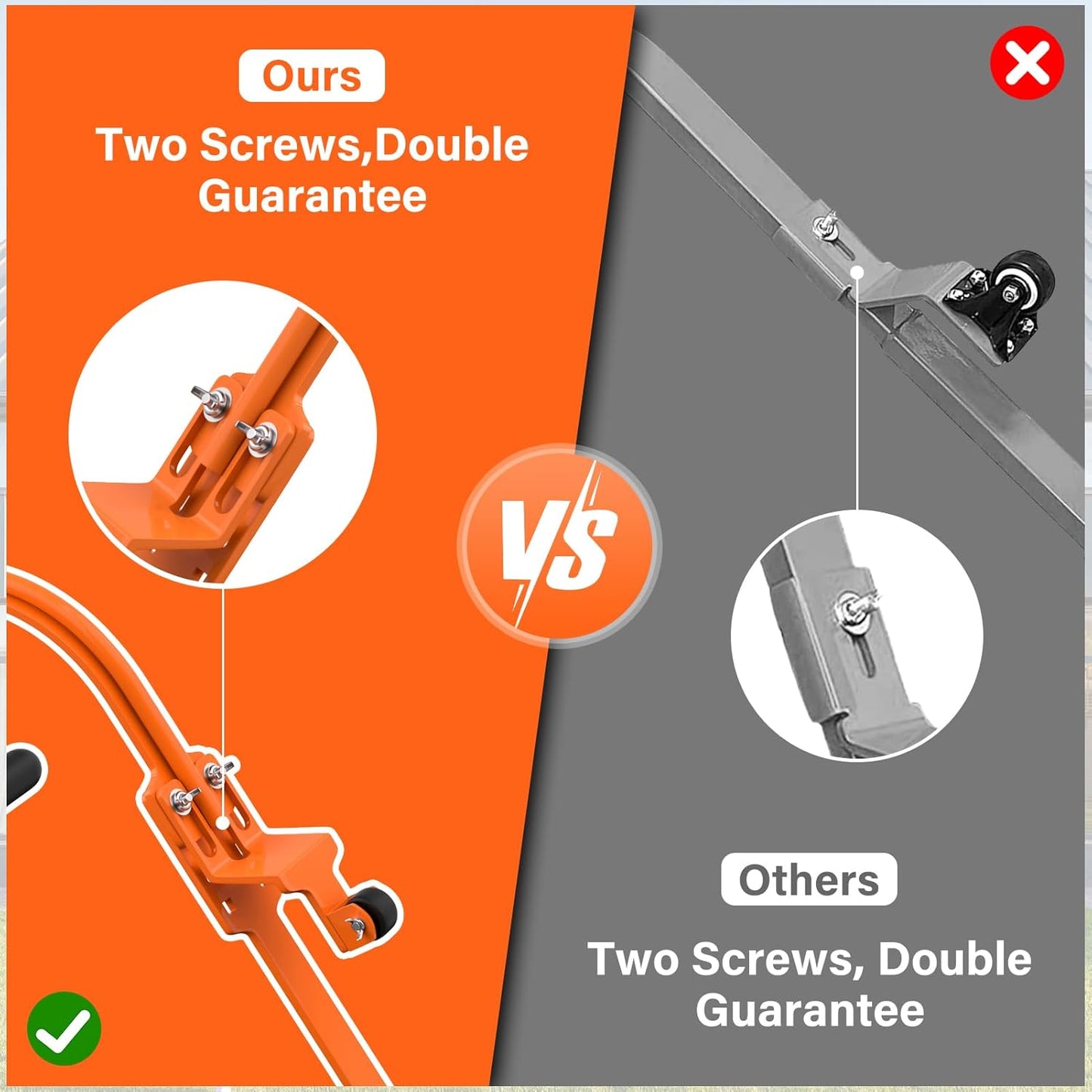 Heavy Duty 2 Pack Ladder Hooks for Roof Ridge with Wheel - Rubber Grip T-Bar, Load-Bearing Steel Bars Extension Ladder Stabilizer - 500 lbs Weight Capacity