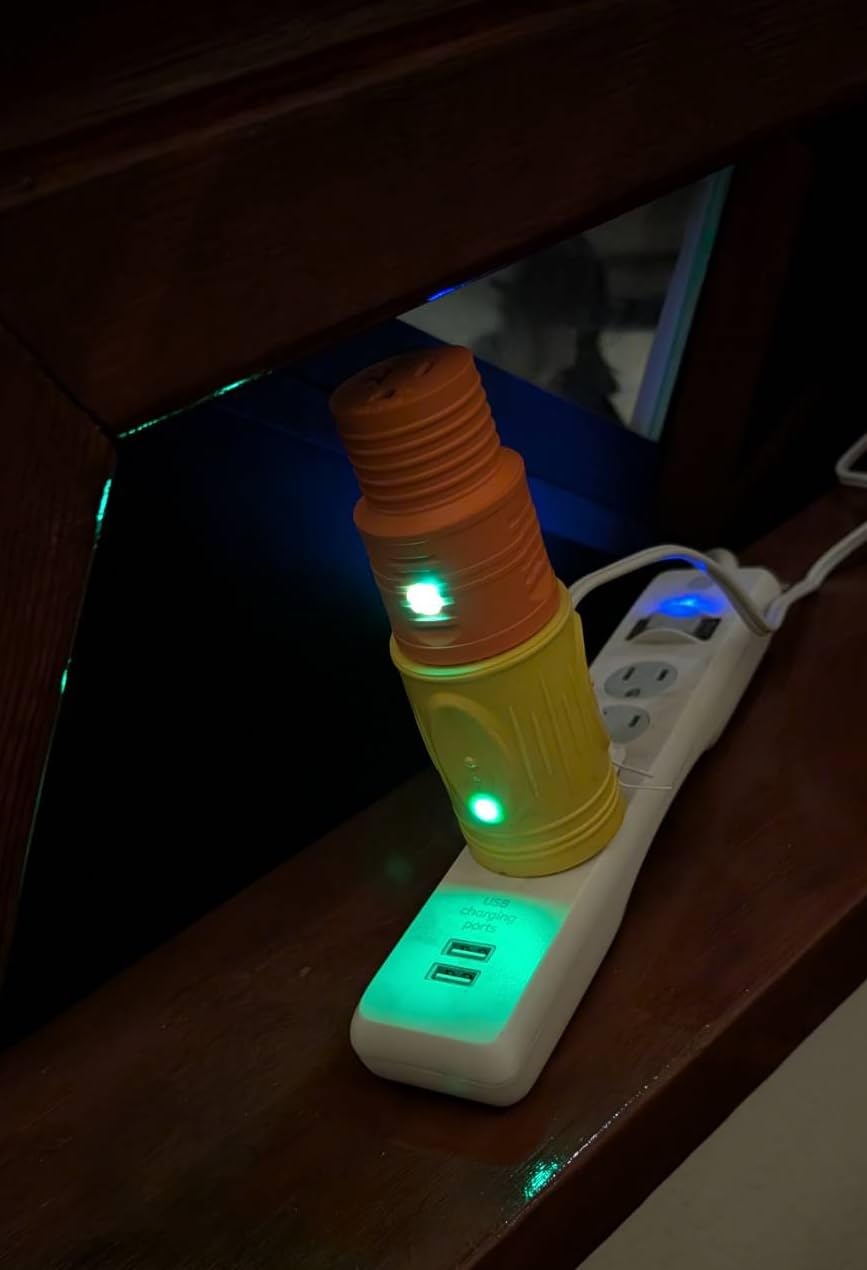 Heavy Duty 30 Amp Shore Power Adapter with NEMA L5-30P to 5-15R & 5-20R Household Inlet, LED Indicator, 10AWG Cable