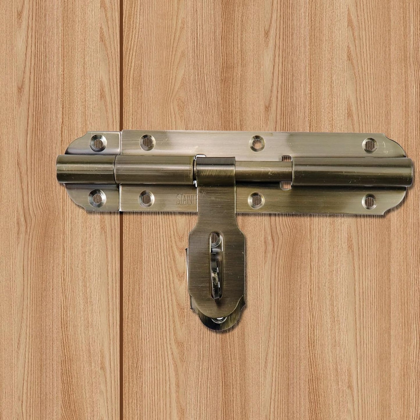 Heavy Duty 6-inch Sliding Door Latch with Padlock for Outdoor Fence Shed - Bronze Gate Lock Bolt Latch Kit