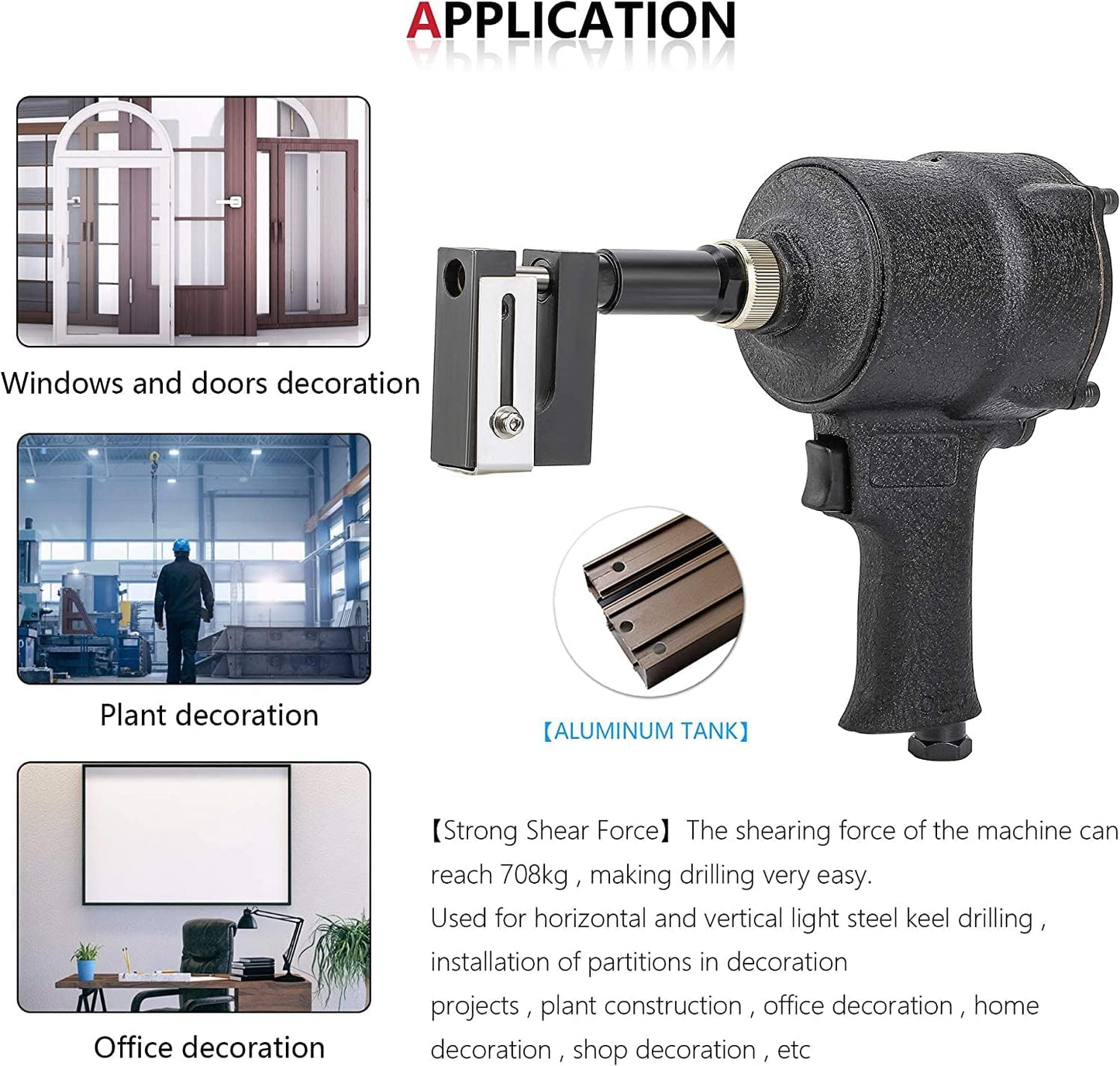 Heavy Duty 8mm Pneumatic Metal Hole Punch Tool for Doors, Windows, and Sheet Metal - Industrial Flange Opener for Home, Office, Factory