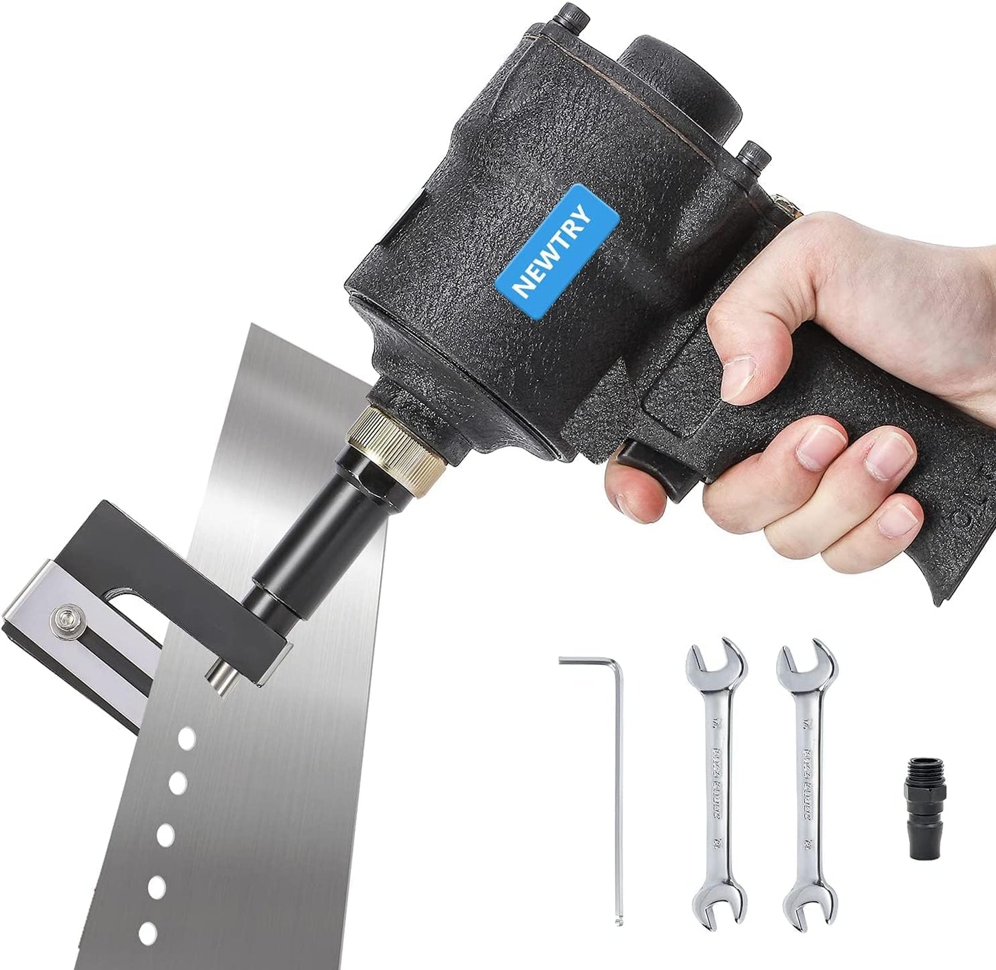 Heavy Duty 8mm Pneumatic Metal Hole Punch Tool for Doors, Windows, and Sheet Metal - Industrial Flange Opener for Home, Office, Factory