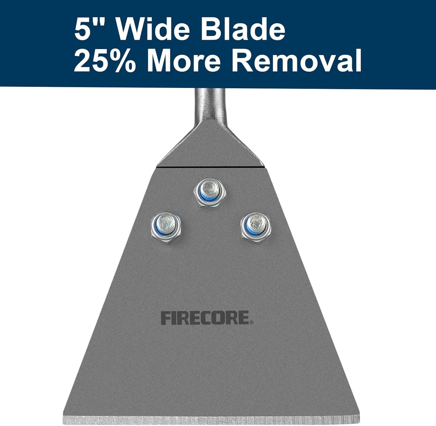 Heavy Duty Firecore SDS Plus Floor Scraper Tool for Tile Removal - 5" x 11" Chisel with Long Handle for Rotary Hammer Drill - Includes Spare Bolts and Locknuts - Thinset & Adhesives Remover FS22510