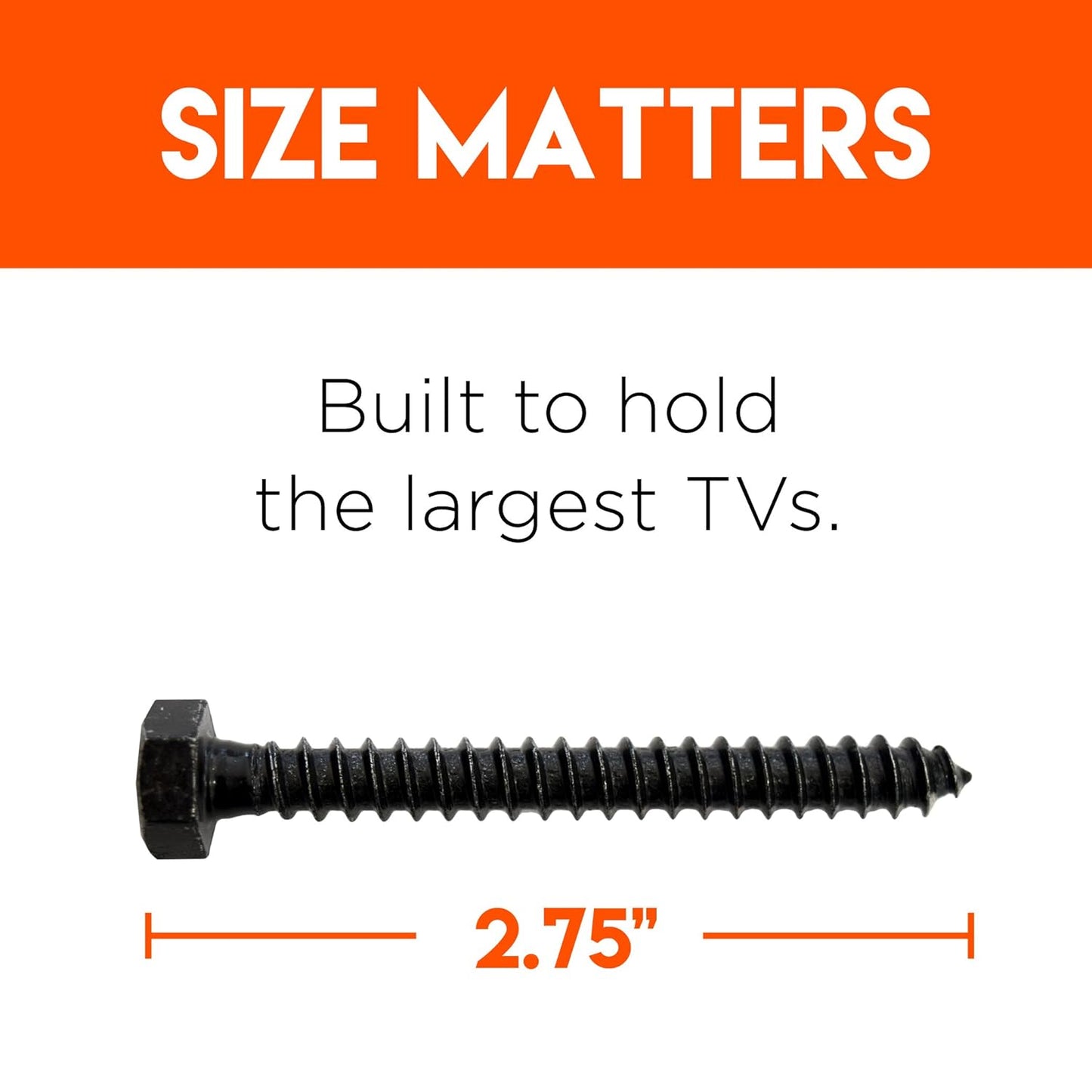 Heavy Duty Lag Bolt Kit for TV Mounting in Wood or Concrete - Includes Bolts, Anchors, and Drill Bits