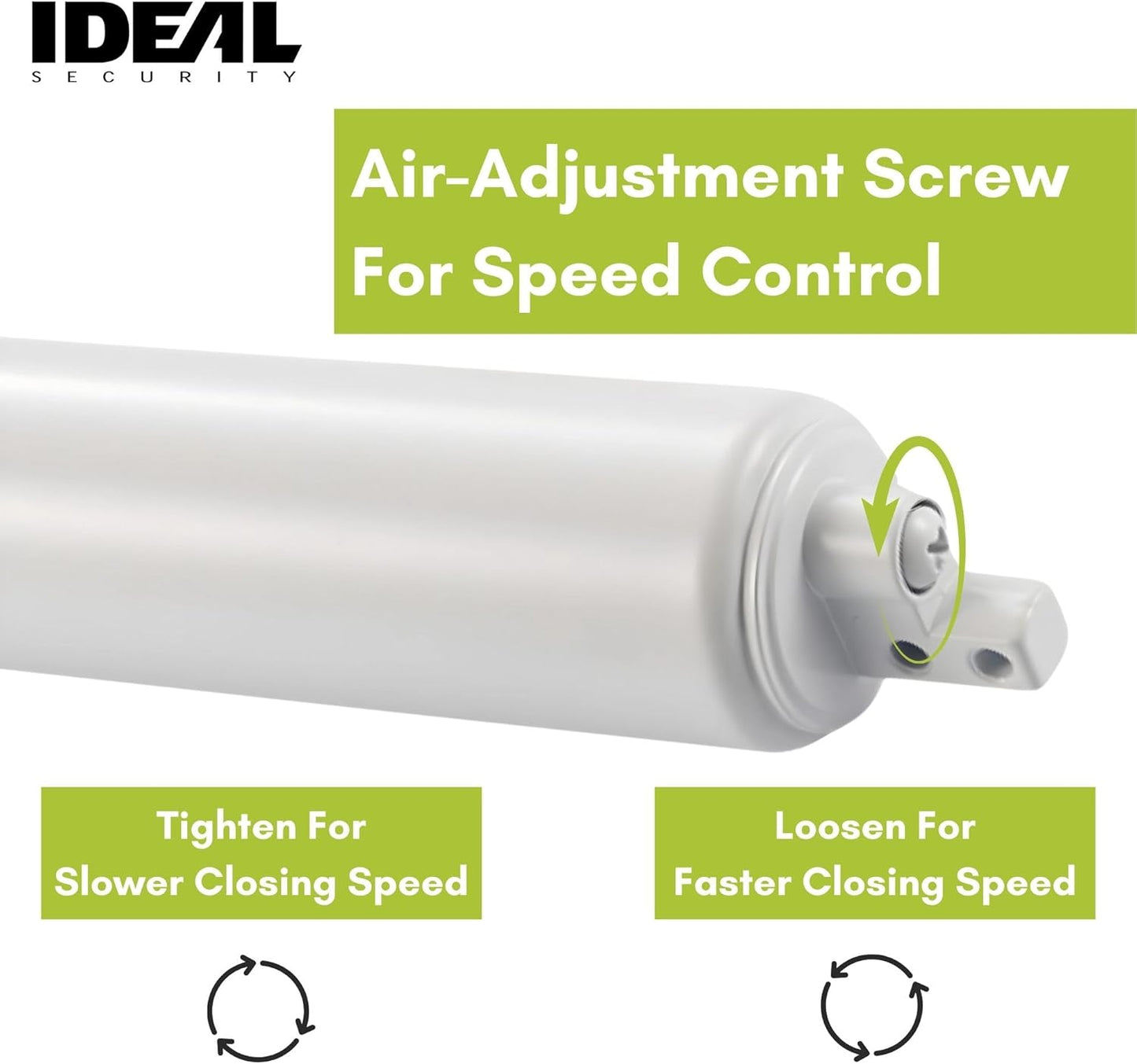 Heavy Duty Pneumatic Storm Door Closer with Wind Chain - White Color