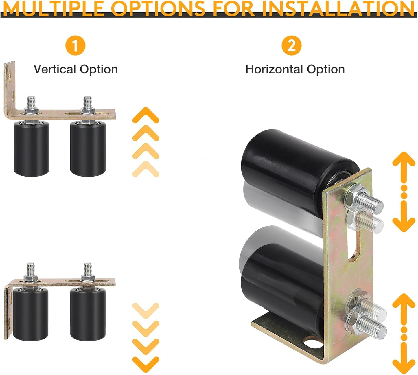 Heavy Duty Sliding Gate Roller Guide Kit with L-Brackets - 2-3/4" Adjustable Rollers