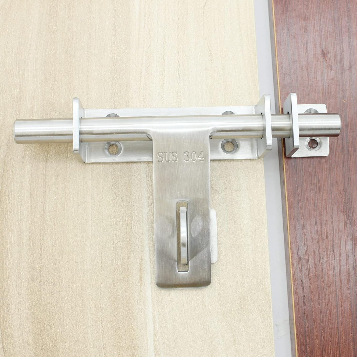 Heavy Duty Stainless Steel Door Security Slide Latch Lock with Padlock Hole - Brushed Finish