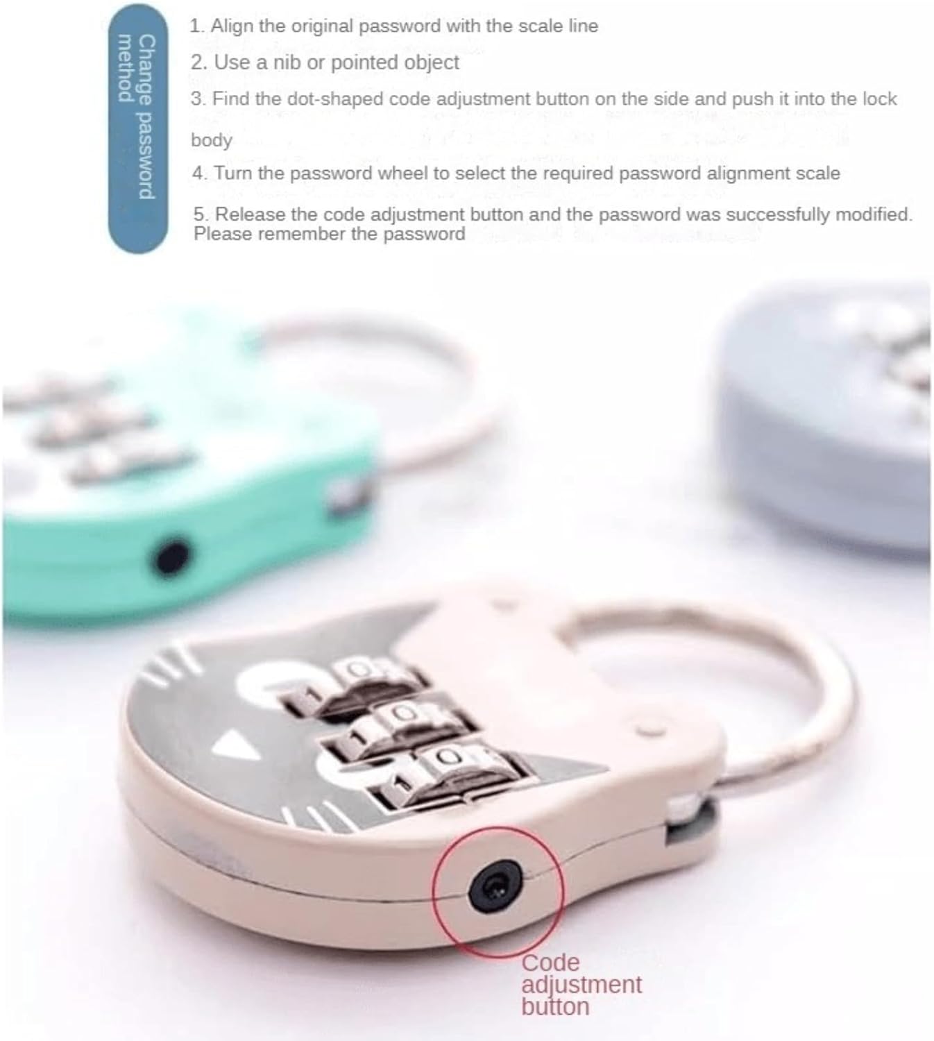 Heavy-Duty Stainless Steel Grey Combination Padlock for Luggage, Locker, Dorm Drawer - Secure Travel Lock with 3-Digit Password Protection