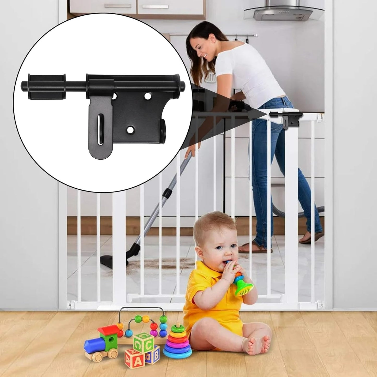 Heavy Duty Stainless Steel Slide Bolt Gate Latch Set with Padlock Hole - 2pcs for Outdoor Wooden Fence Shed Door