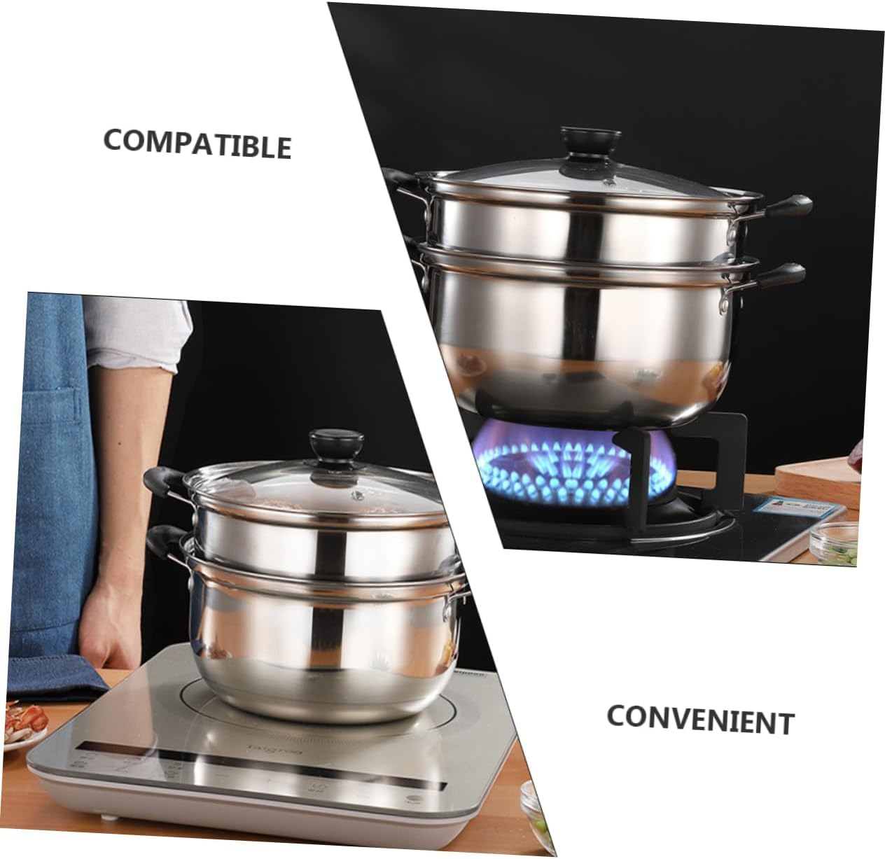 Heavy Duty Stainless Steel Soup Pot with Steamer Insert - Premium Kitchen Cookware for Healthy Cooking