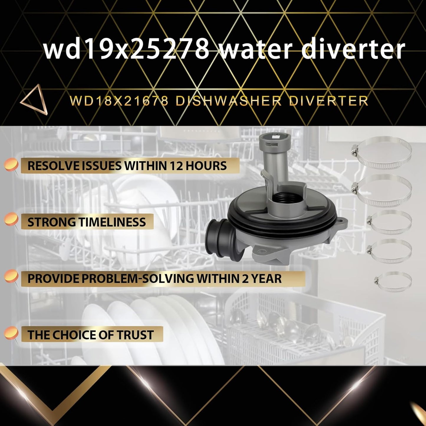 High-Quality Radinglin 2025 Dishwasher Diverter Valve Kit - Compatible with GE, Whirlpool, Kenmore, Maytag, Amana - 2-Year Warranty