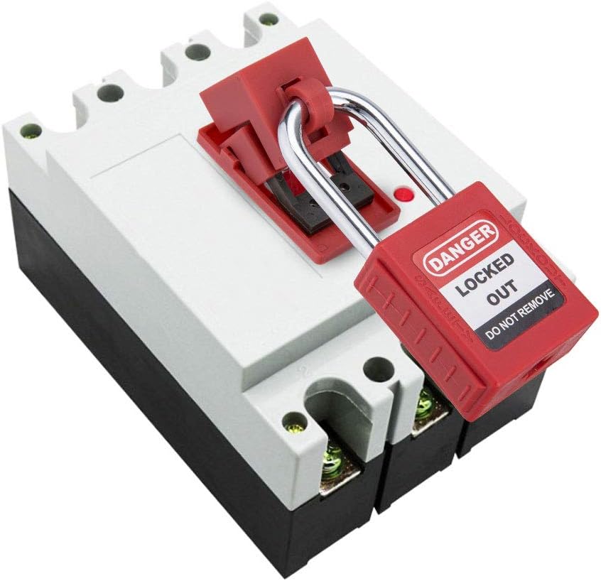 Holulo Lockout Tagout Kit with Breaker Lockout, Hasp, Padlock, and Bag - 8 Piece Set for Valves and Common Breakers