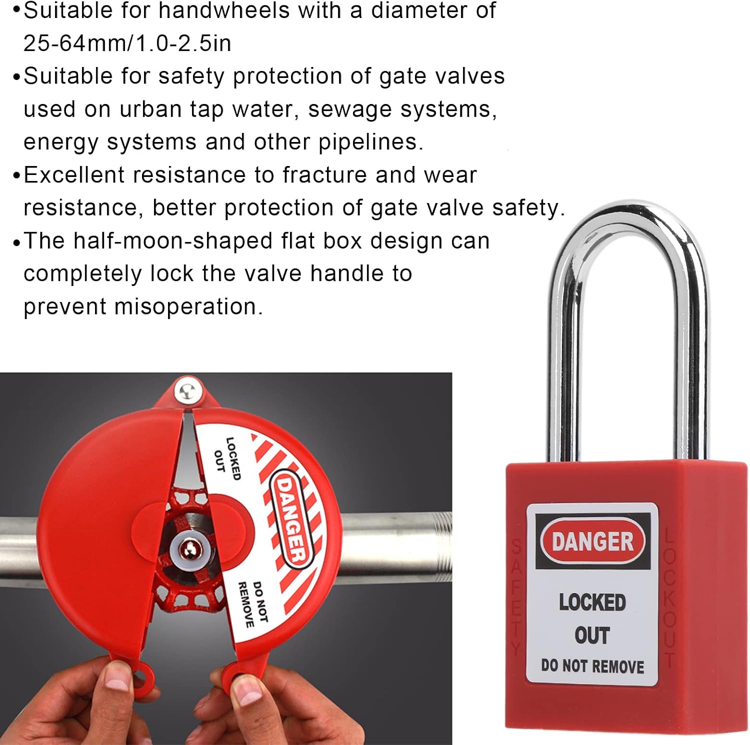Home Valve Lockout Safety Padlock for Liquefied Gas, Water Meter, Floor Heating, Drain Switch Kit by Dioche
