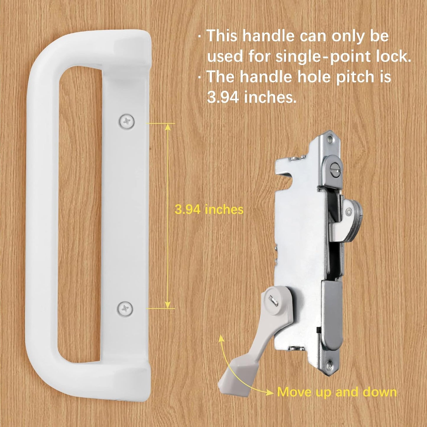 House Guard White Patio Door Handle Set with Mortise - Ideal for Replacement Doors Locks with 3-15/16” Screw Hole Spacing, Enhance Your Patio Glass Sliding Door with Stylish Choices