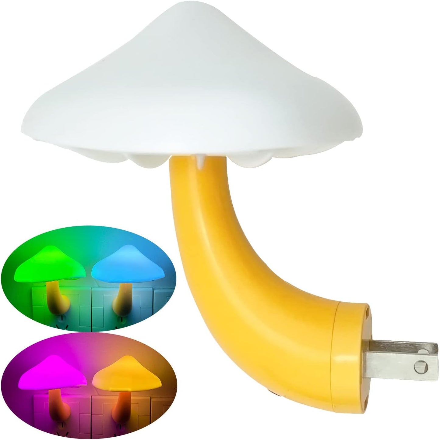 iBetterLife Mushroom Sensor LED Night Light - Plug-in 7 Color Changing Lamp for Bedroom, Bathroom, Stairs