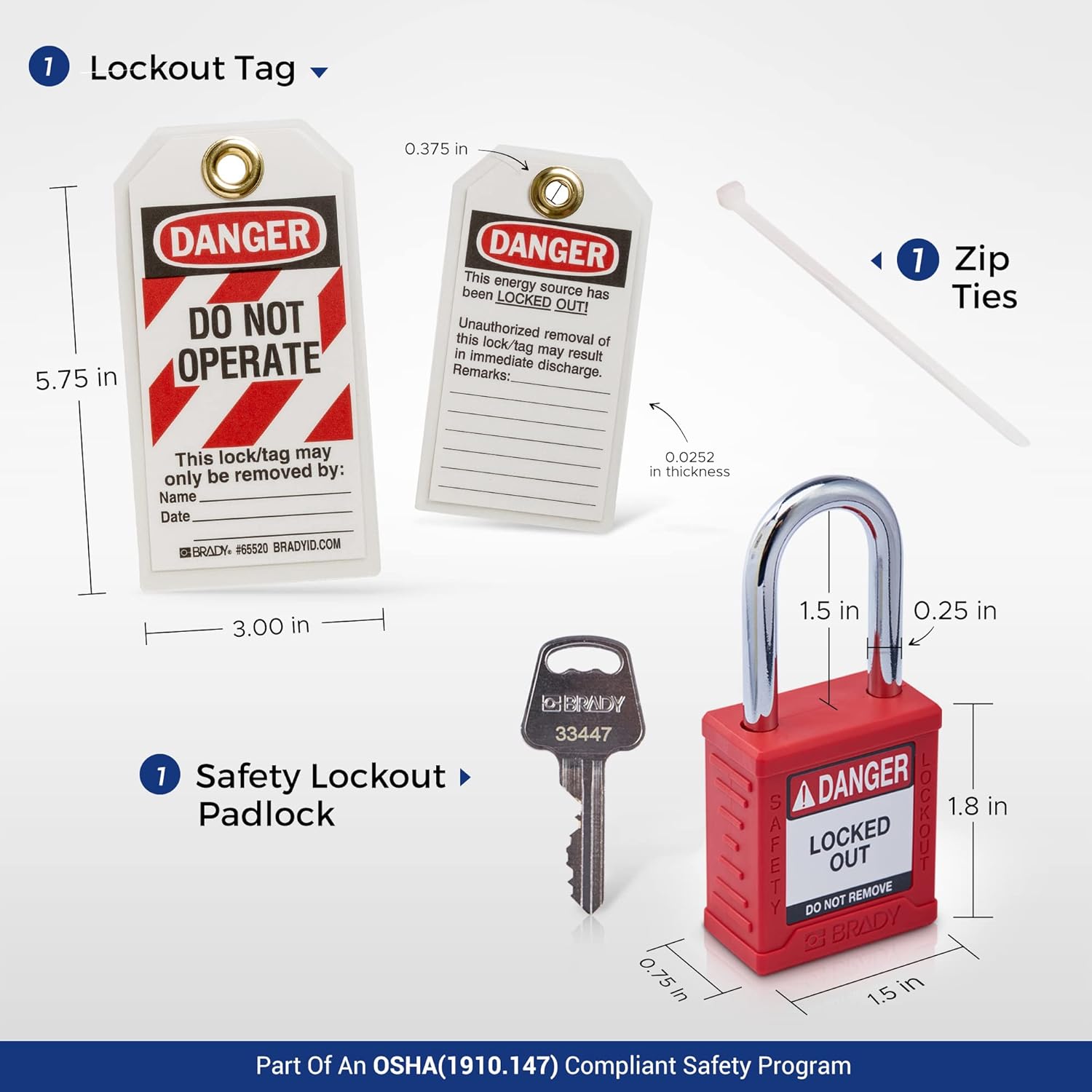 Industrial Forklift Safety Lockout Tagout Kit with Electrical Battery Connector Lockout Device, Red Safety Padlock, and Loto Tag - 153676 - WildKart