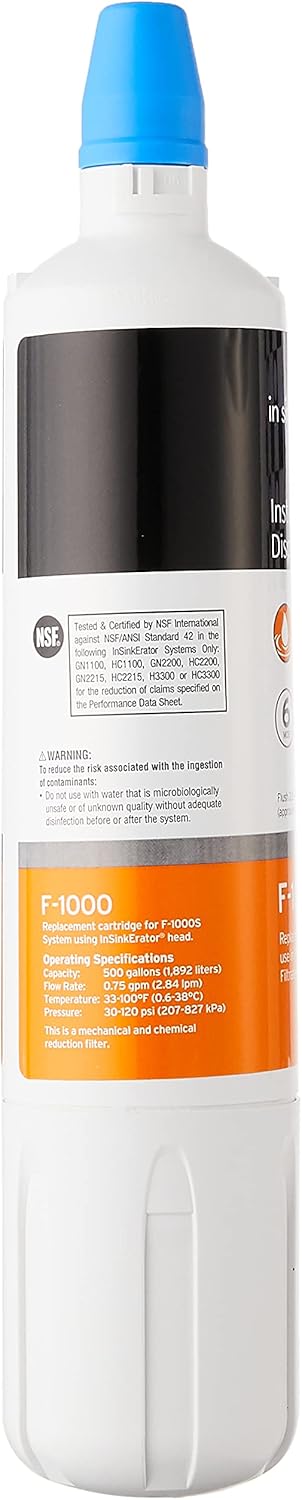 InSinkErator F-1000 Standard Instant Hot Dispenser Water Filter Replacement - White - 1 Count
