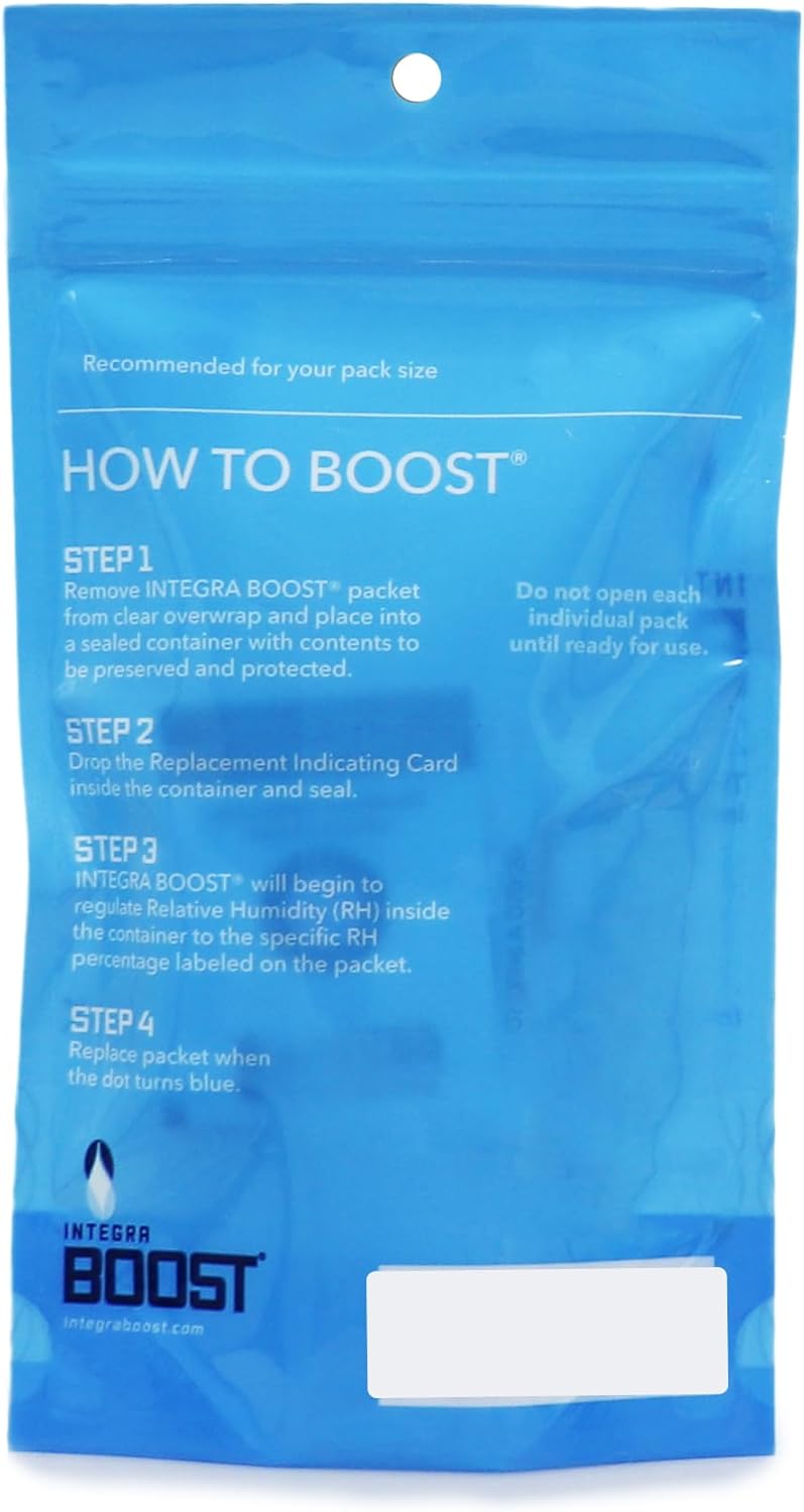 Integra Boost Explorer Pack 2-Way Humidity Controller - 55% RH + 62% RH, 2g Size, 12 Pieces, Protects 1/4 Oz