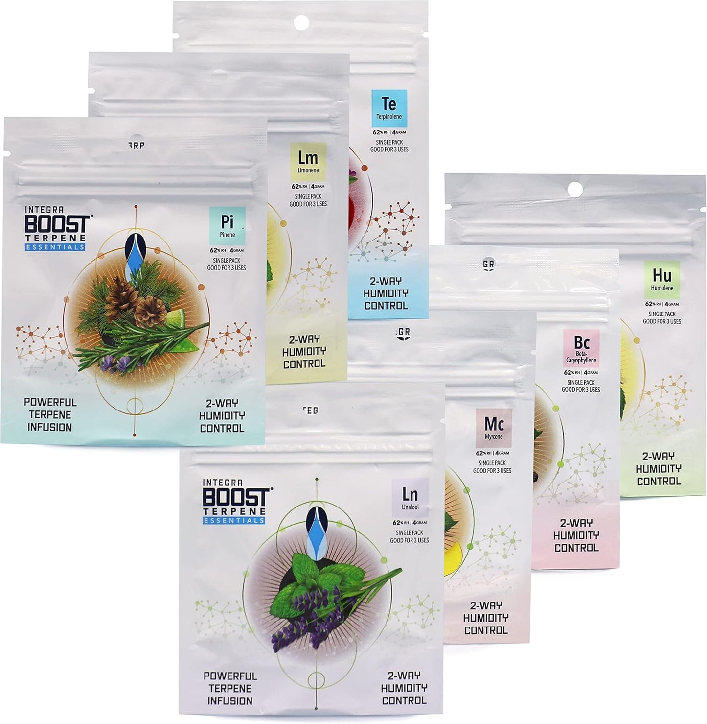 Integra Boost Infuser 2-Way Humidity Control Pack - 62% RH - Food & Herbs Preserver - Complete Variety Pack (7 Pieces) - 4 Grams