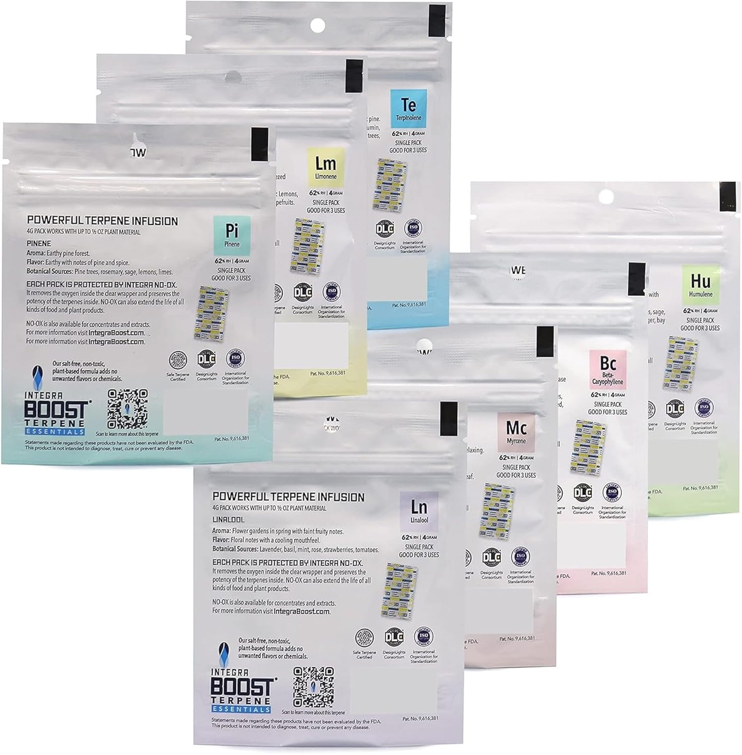 Integra Boost Infuser 2-Way Humidity Control Pack - 62% RH - Food & Herbs Preserver - Complete Variety Pack (7 Pieces) - 4 Grams