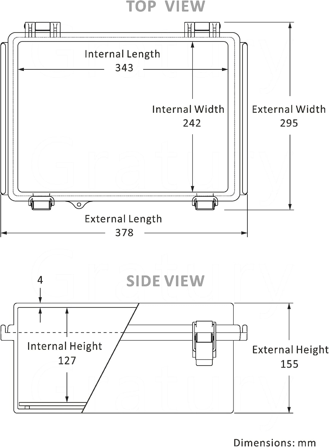 IP67 Waterproof Plastic Junction Box for Electrical Projects, Hinged Grey Cover, Mounting Plate, Wall Bracket - 370x270x150mm