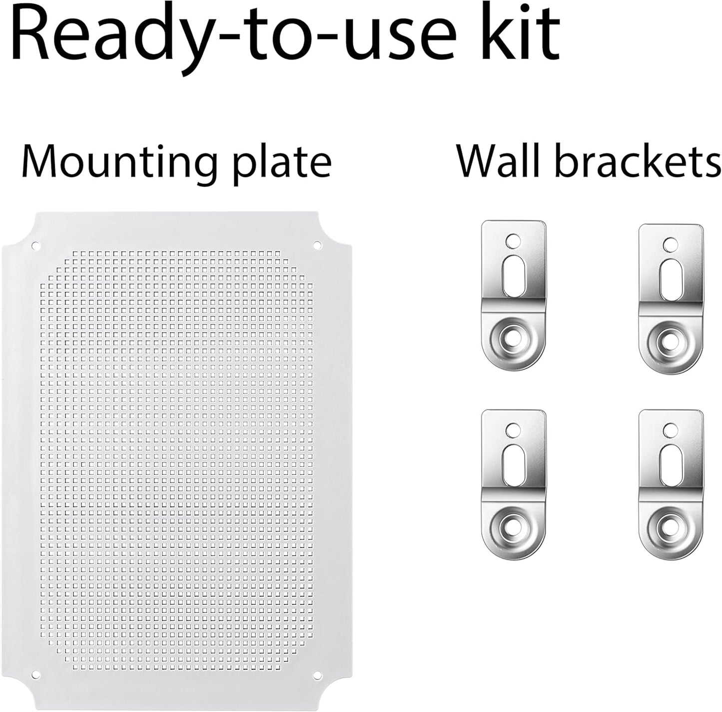 IP67 Waterproof Plastic Junction Box for Electrical Projects, Hinged Grey Cover, Mounting Plate, Wall Bracket - 370x270x150mm