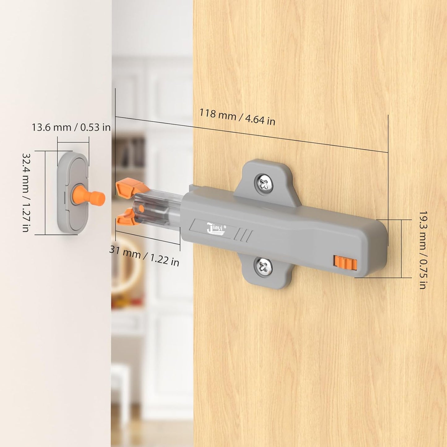 Jiayi 2 Pack Heavy Duty Non-Magnetic Cabinet Push Latch for RV Hidden Doors and Kitchen Cabinets