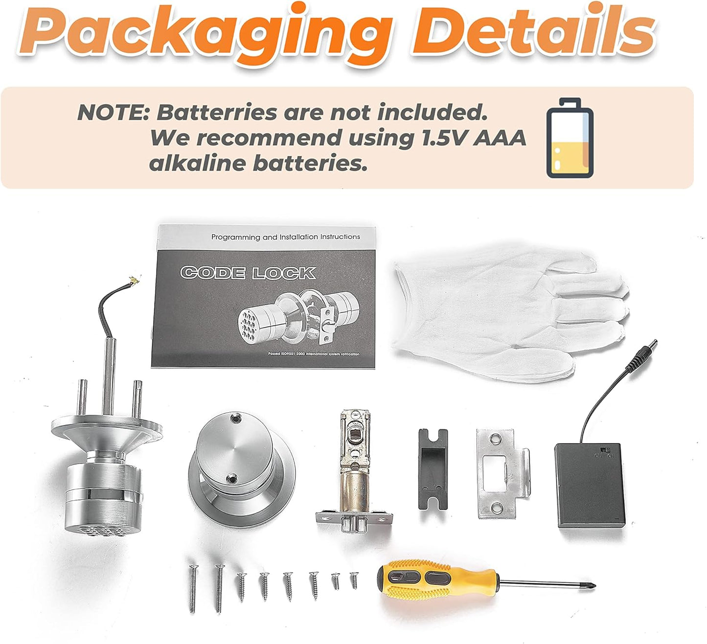 Keyless Electronic Entry Door Knob with Keypad - Smart Interior Handle Lock for Home, Hotel, and Office - Automatic Locking, Battery Backup, Backlight - Easy Installation