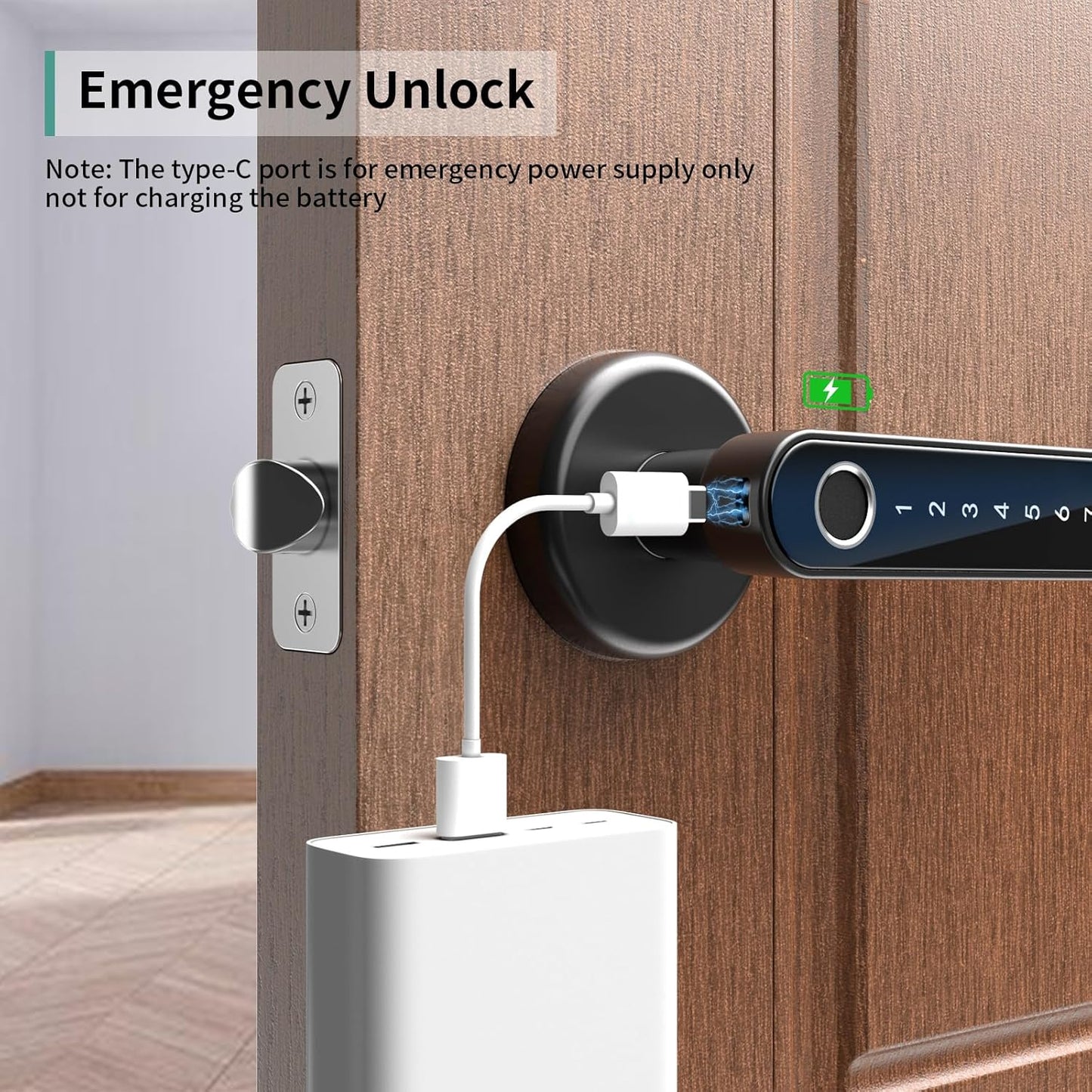 Keyless Entry Fingerprint Door Lock with Keypad and Handle for Home, Hotel, Office - IRONZON Smart Lock