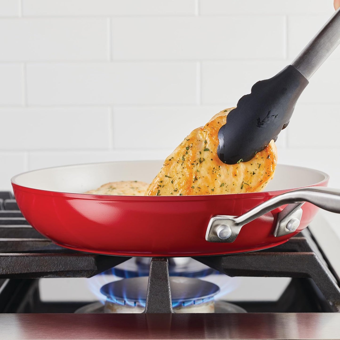 KitchenAid 10 Inch Hard Anodized Ceramic Nonstick Frying Pan in Empire Red