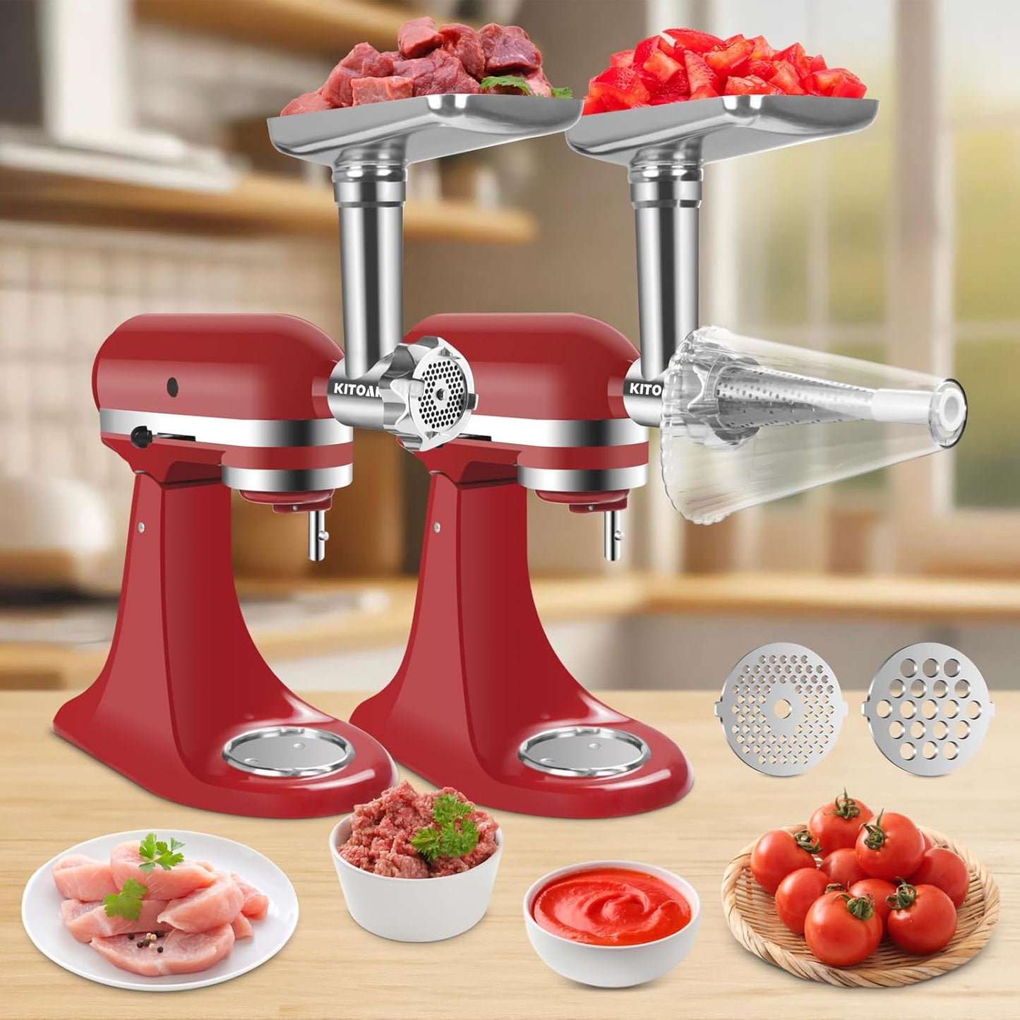 KitchenAid Stand Mixer Attachment Set with Strainer, Meat Grinder, Sausage Stuffer, and Juicer Auger