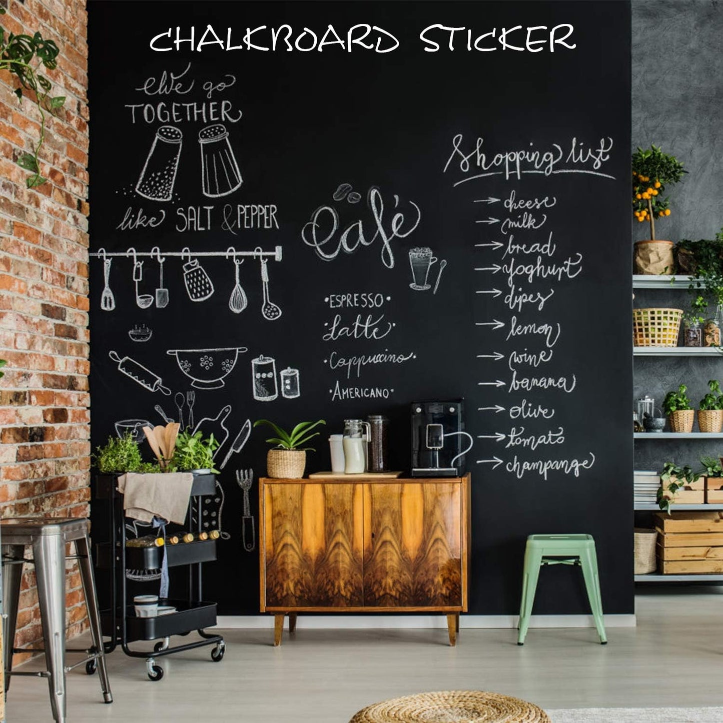 Large Self-Adhesive Chalkboard Wall Decal Contact Paper Roll - Reusable DIY Erasable Blackboard Wallpaper Sticker