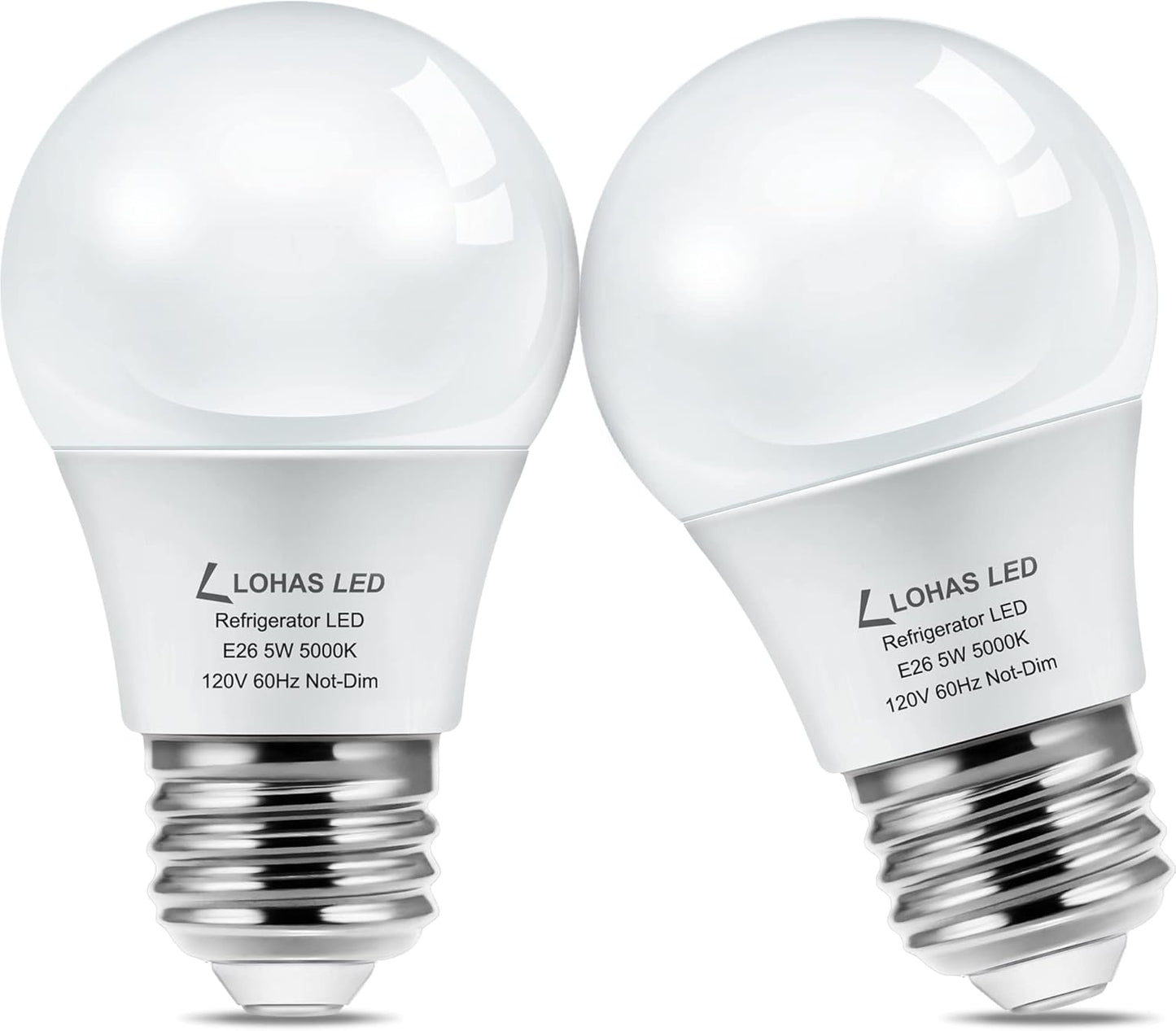 LED Refrigerator Light Bulb 40W Equivalent Waterproof 120V A15 Fridge Bulbs 5W E26 Daylight White 5000K for Home Kitchen Lighting - Non-dimmable, Pack of 2