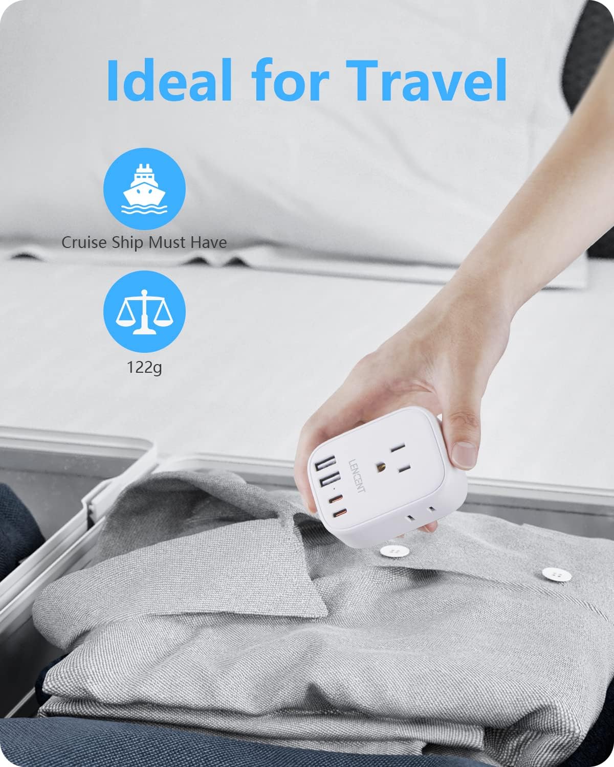 LENCENT Grounded Type G Outlet Adapter with 4 USB Charger - USA to UK Ireland Travel Plug Adapter