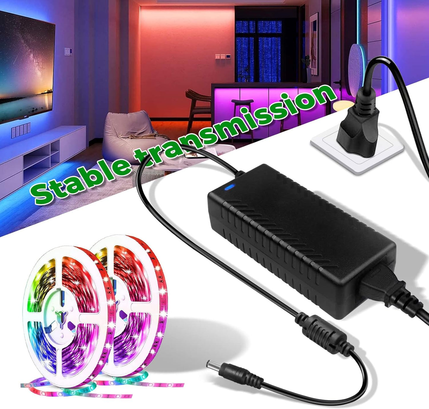 LeTaoXing 12V 4A Power Adapter for LED Strip Lights, CCTV Security System - AC 100-240V to DC 12V 4A 48W Charger