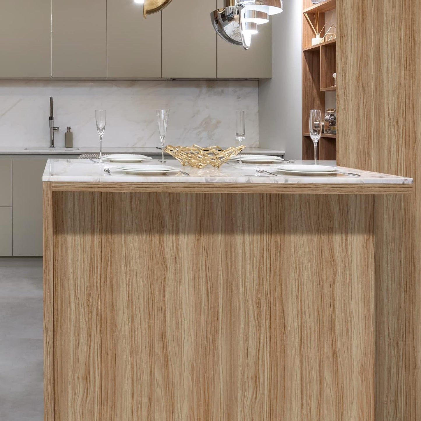 Light Wooden Grain Contact Paper for Cabinets and Drawers - Self Adhesive Removable Wallpaper - Waterproof Vinyl - 15.7inW x 118inL