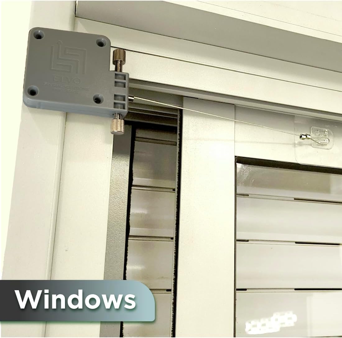 Lily's Home Automatic Sliding Screen Door Closer - Storm & Cabinet Doors, Punch-Free, Adjustable Speed & Strength, Gray