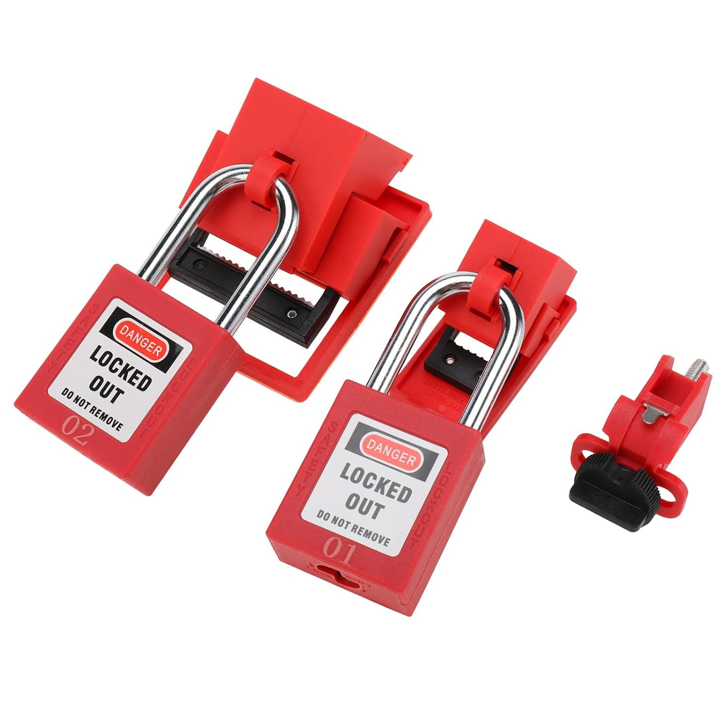 Lockout Tagout Kit with Group Lockout Hasps, Clamp-On Circuit Breaker Lockouts, Loto Tags, Universal Multi-Pole Breaker, Safety Padlocks - 2 Kits with Bag