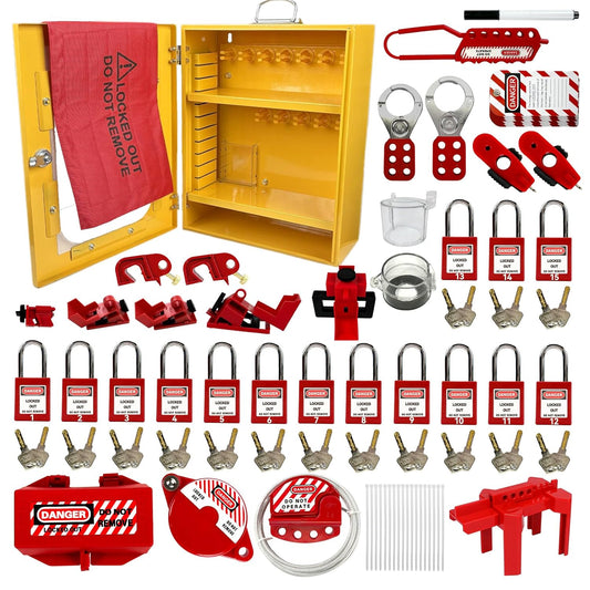 Lockout Tagout Station Kit - 138 Pieces, Safety Padlocks, Lockout Hasp, Lock Out Tags, Circuit Breaker Lock, Cable Lock - BULANGDI BULANGD Cabinet - WildKart