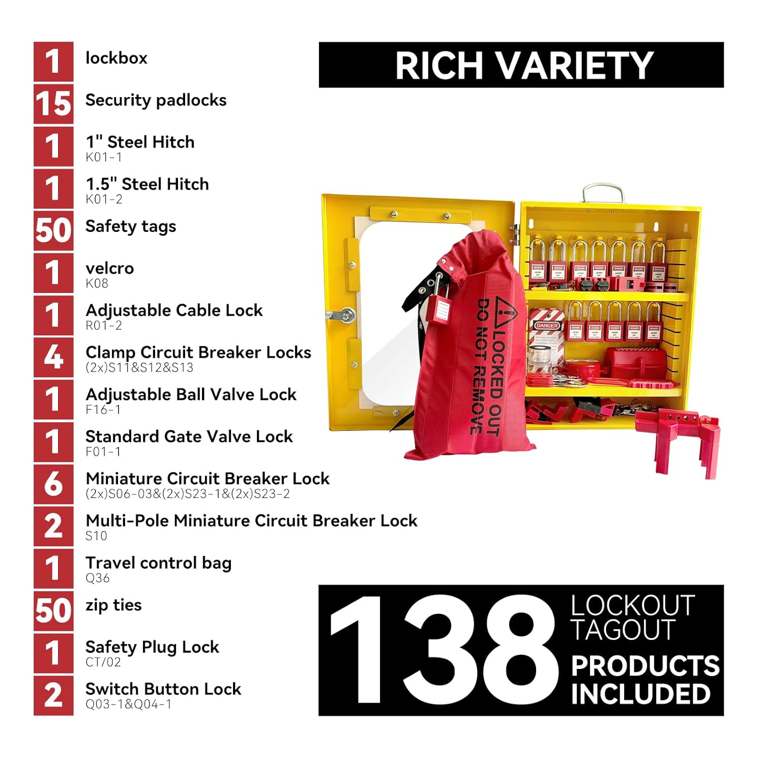 Lockout Tagout Station Kit - 138 Pieces, Safety Padlocks, Lockout Hasp, Lock Out Tags, Circuit Breaker Lock, Cable Lock - BULANGDI BULANGD Cabinet - WildKart
