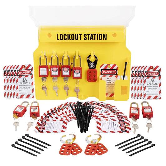 Lockout Tagout Station Kit with 8 Safety Locks, 3 Hasps, 30 Tags - OSHA Compliant Loto Devices Board for Lock Out Safety