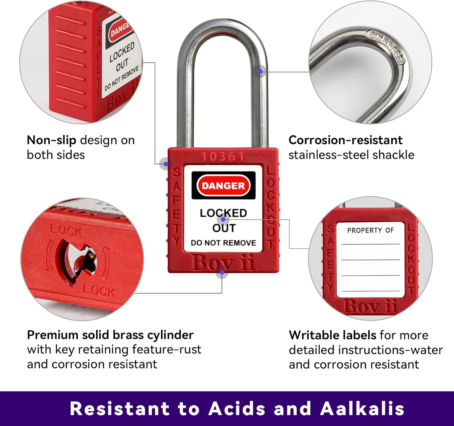 Lockout Tagout Station with 10 Safety Padlocks, 4 Hasps, 40 Lockout Tags, 40 Nylon Ties - OSHA Compliance Kit